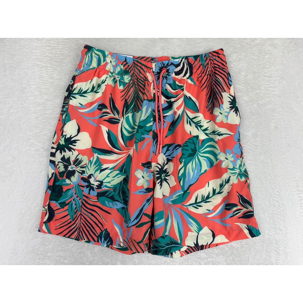 C&C California Mens Floral Tropical Swim Shorts Coral Pink 7 Inch Inseam Size M